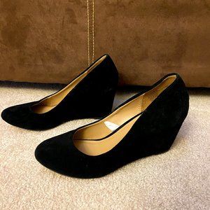 Merona Black Suede Wedge Pumps 8.5